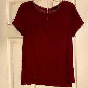 Maroon blouse with mesh shoulders
